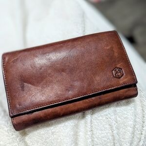 Valentina In Pell Vintage Brown Leather Trifold Wallet - Classic Brown